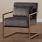 Baxton Studio Mira Grey Velvet Upholstered Gold Finished Metal Lounge Chair 160-9927 - alternate 3